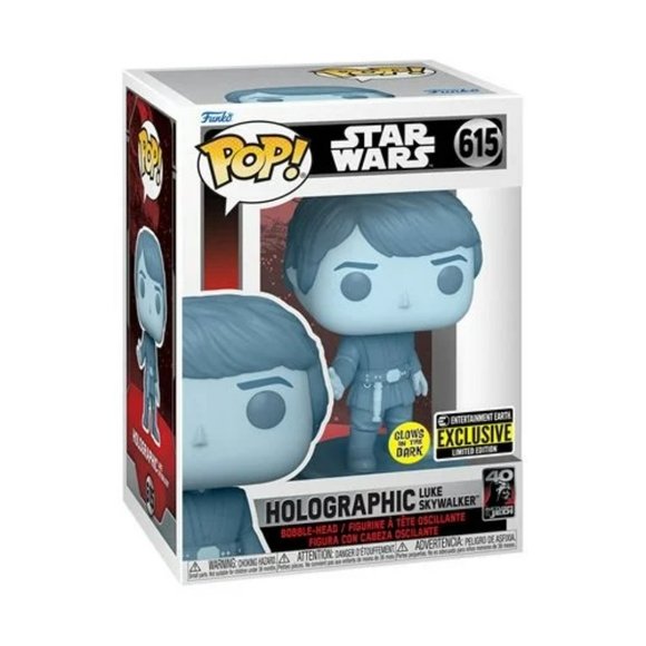 Funko POP #615 Star Wars: Return of the Jedi 40th Hologram Luke Glow in the dark - Picture 1 of 12